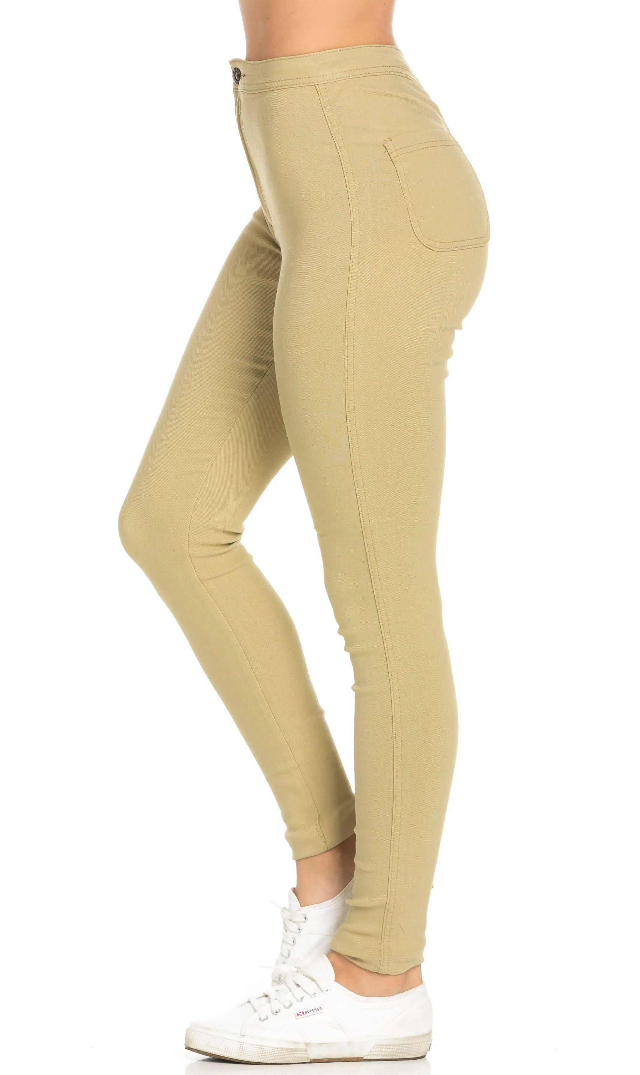Super High Waisted Stretchy Skinny Jeans (S - 3XL) - Khaki