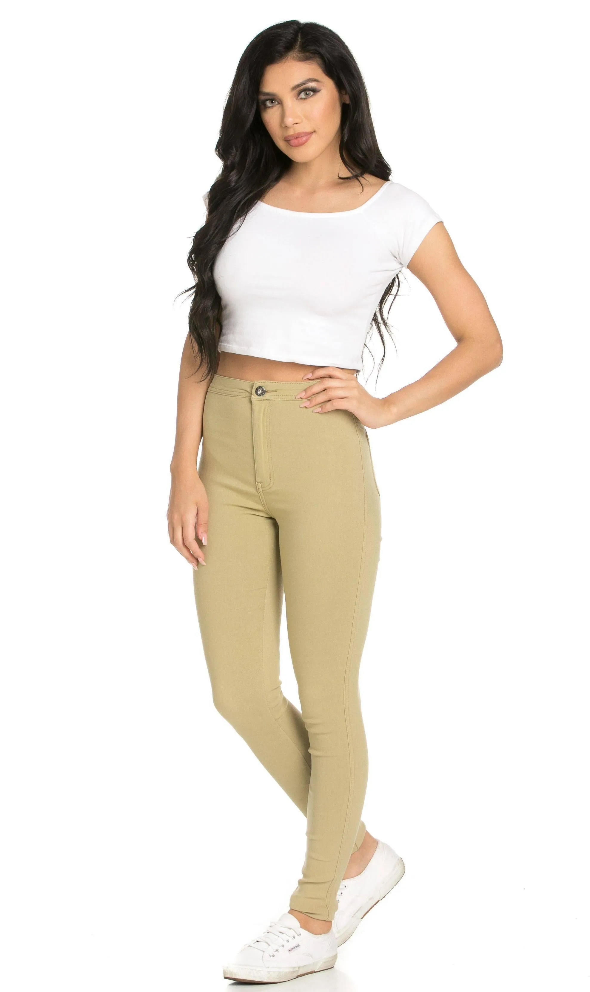 Super High Waisted Stretchy Skinny Jeans (S - 3XL) - Khaki
