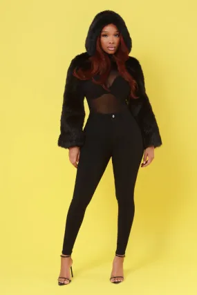 Super Swank High Rise Belt Loop Stretchy Skinny Jeans - Black