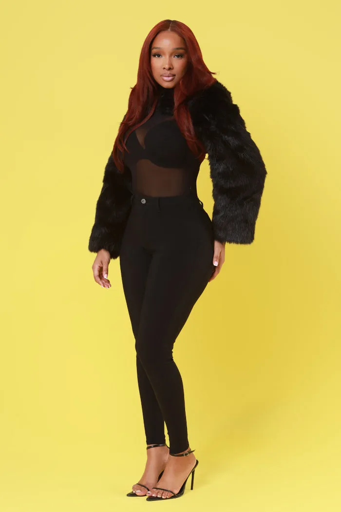 Super Swank High Rise Belt Loop Stretchy Skinny Jeans - Black