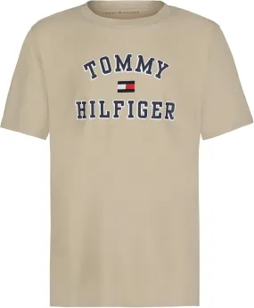 Tommy Hilfiger Boys' Short Sleeve Graphic Crew Neck T-Shirt, Soft, Comfortable, Relaxed Fit, Varsity Sandalwood, 18-20