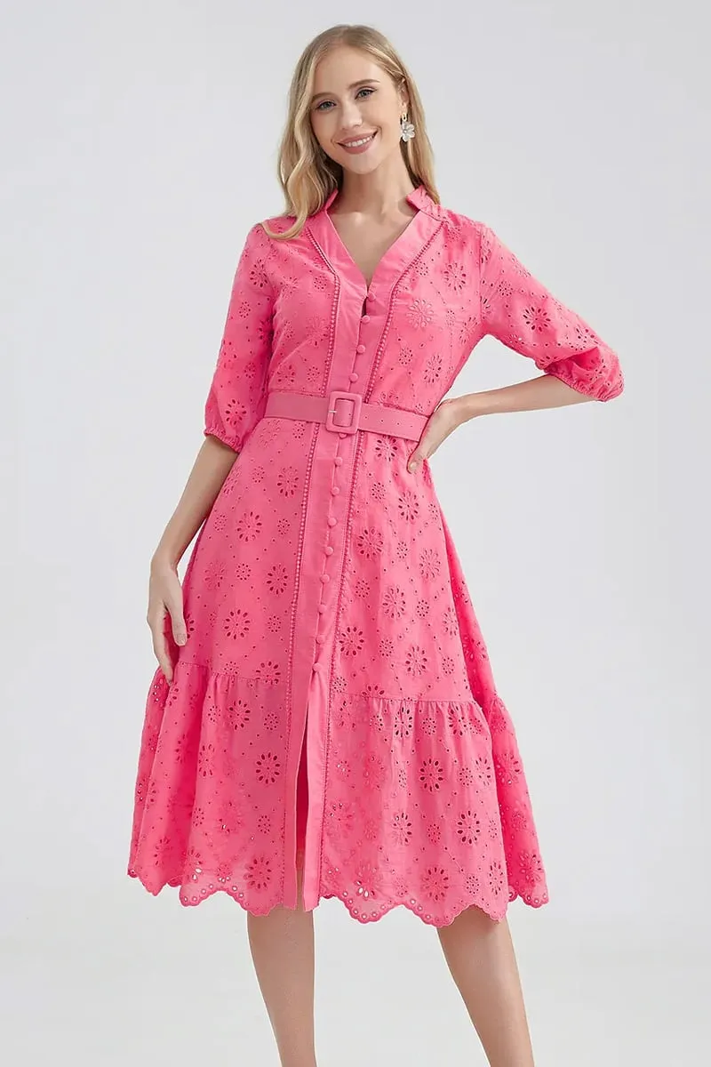 Vacation Romance Eyelet Midi Dress