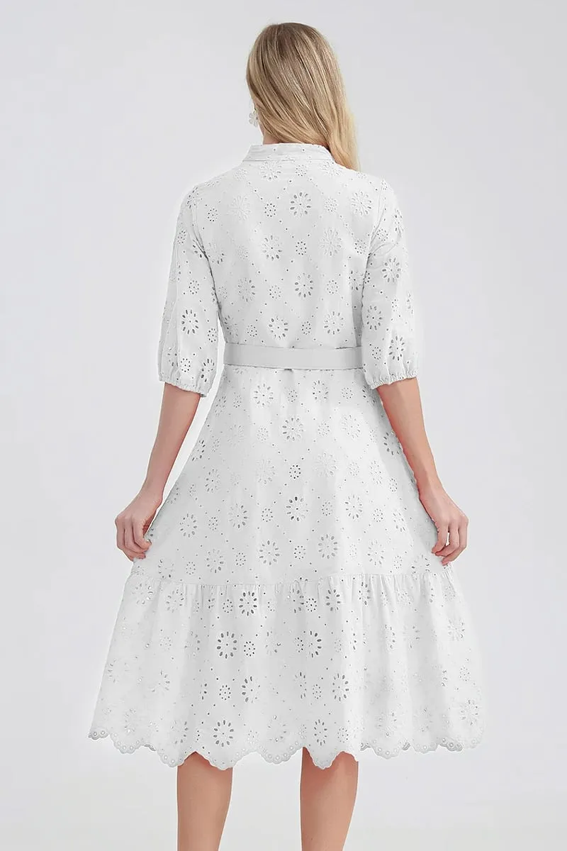 Vacation Romance Eyelet Midi Dress