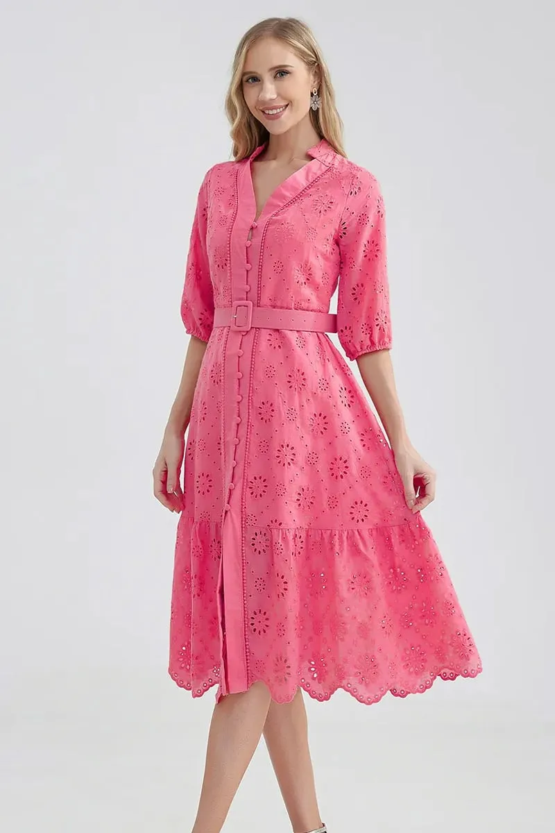 Vacation Romance Eyelet Midi Dress