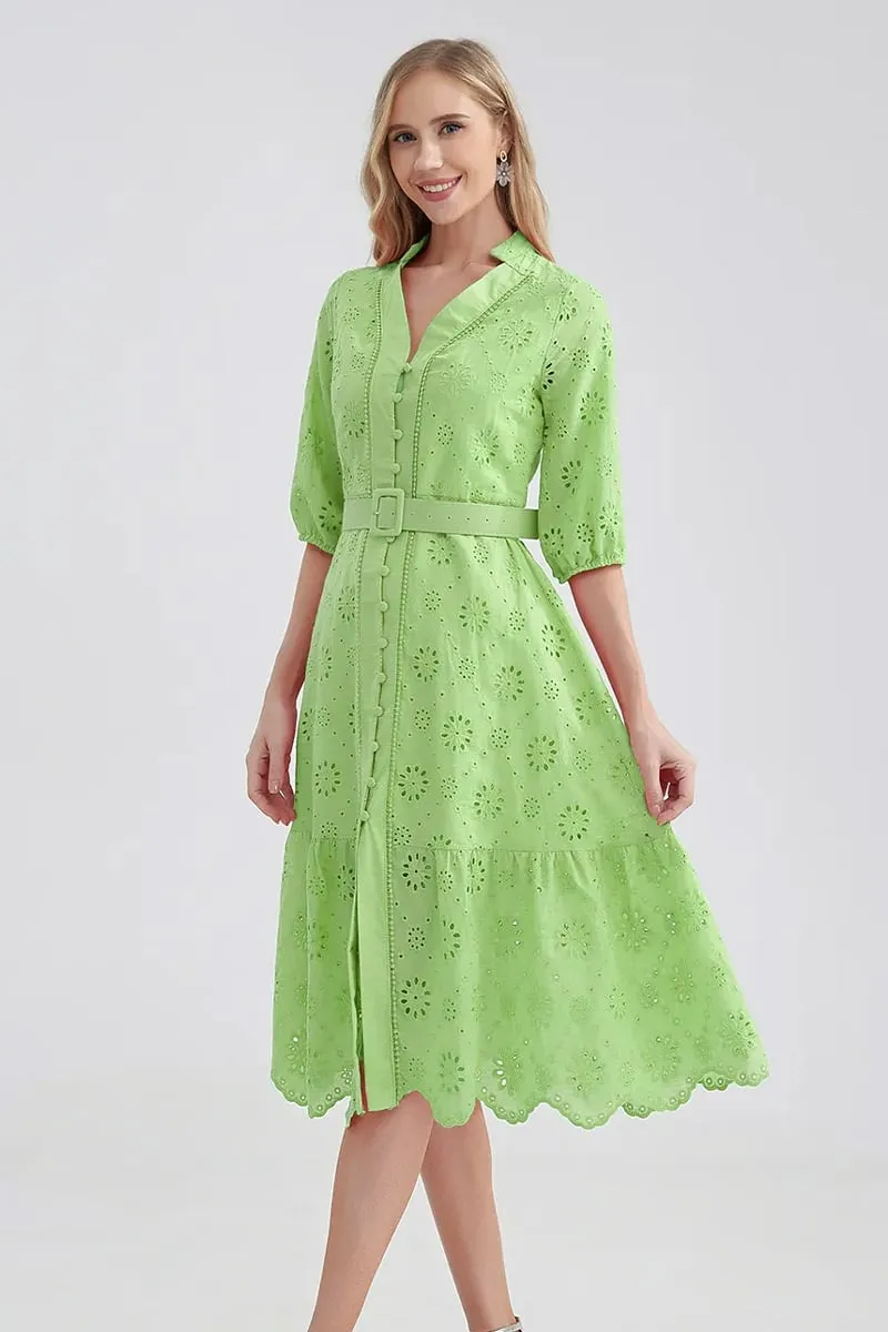 Vacation Romance Eyelet Midi Dress