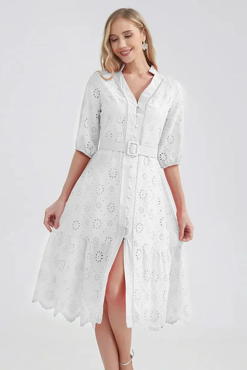 Vacation Romance Eyelet Midi Dress
