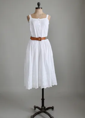 Vintage 1970s White Cotton Eyelet Sundress