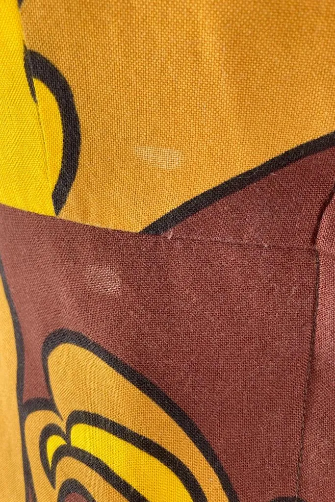 Vintage Brown & Gold Hawaiian Mini Dress