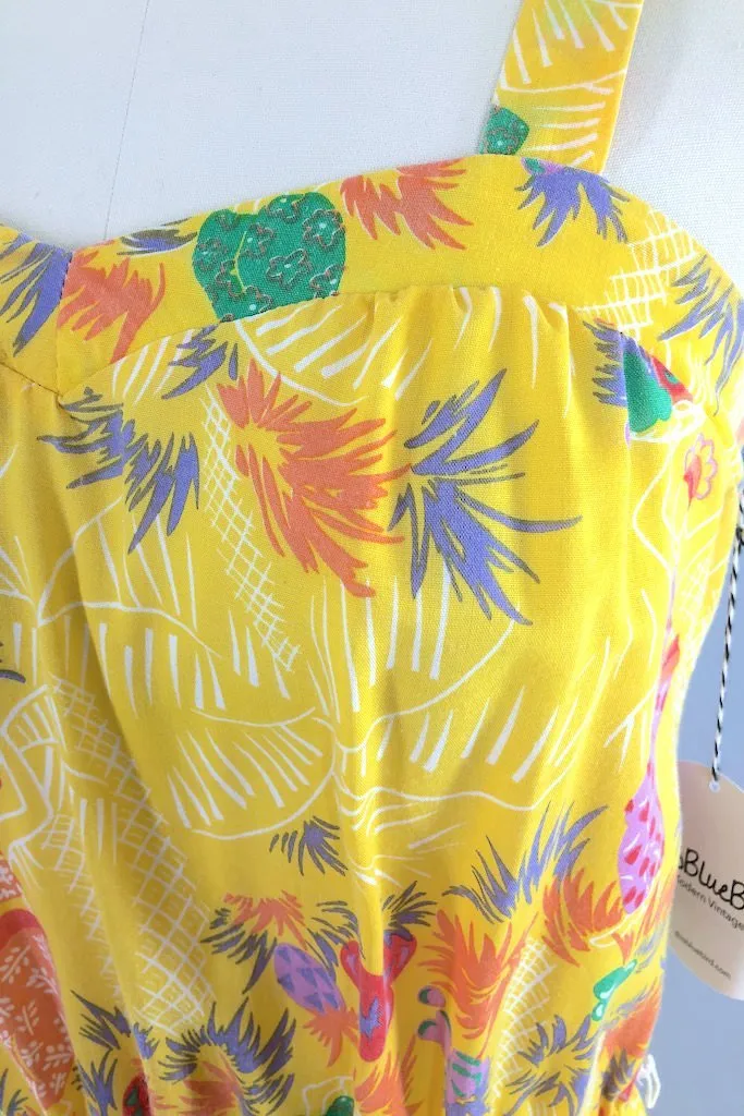 Vintage Tropical Print Sundress