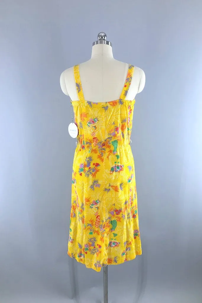 Vintage Tropical Print Sundress