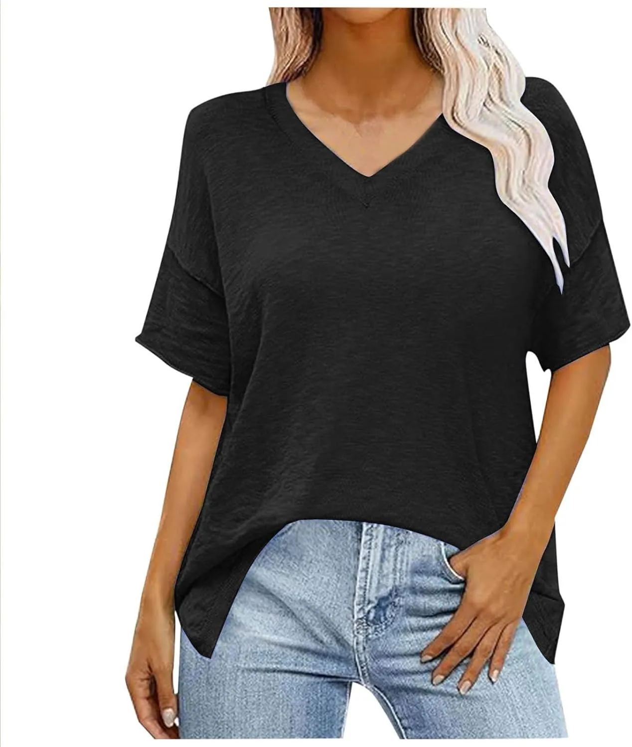 Women Summer Pullover Top for Leggings Oversized Short Sleeve Drop Shoulder Casual T-Shirts Trendy Tees 2025