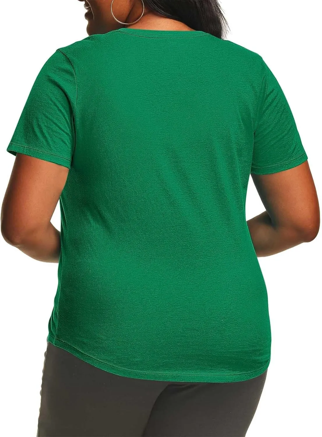 Women's Plus Size Summer Tops Round Neck Short Sleeve Tee Shirt Trendy Casual Loose Comfy Solid Color Basic Shirts