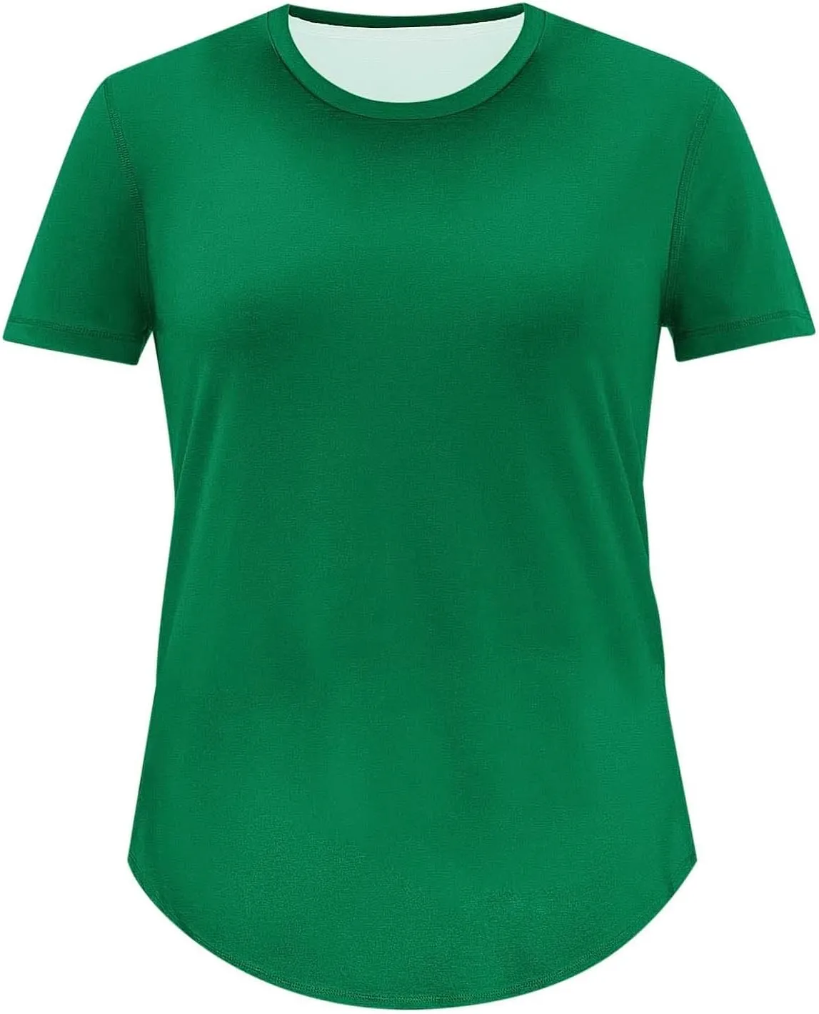 Women's Plus Size Summer Tops Round Neck Short Sleeve Tee Shirt Trendy Casual Loose Comfy Solid Color Basic Shirts