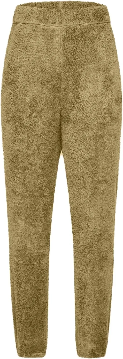 Womens Sherpa Lounge Pants Fluffy Fleece Comfy Sleep Bottoms Winter Warm Comfy Loose Fit Plush Pajama Pants