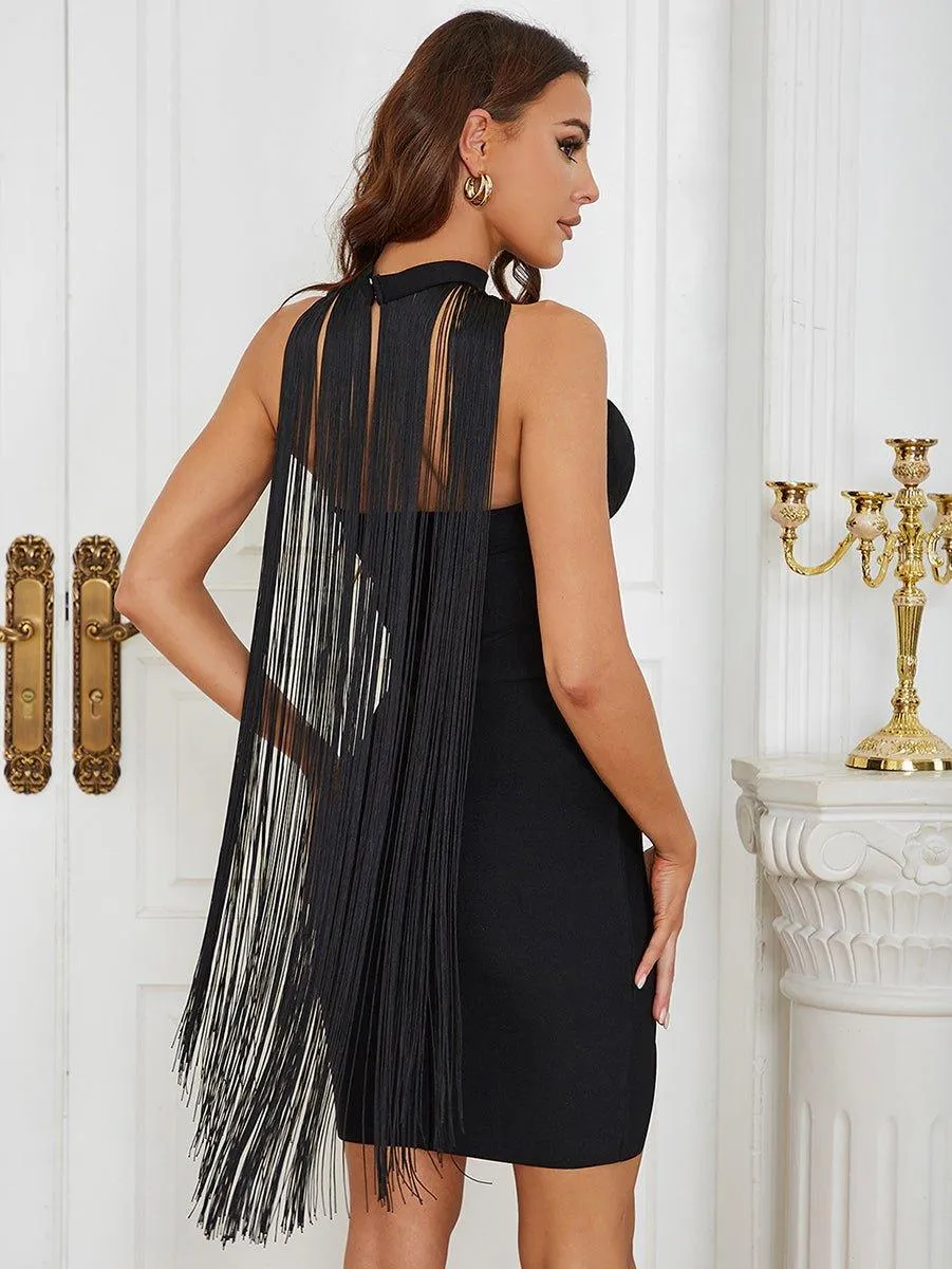 Women's Strapless Tassel Mini Bandage Dress - Sexy Summer Sundress for Parties